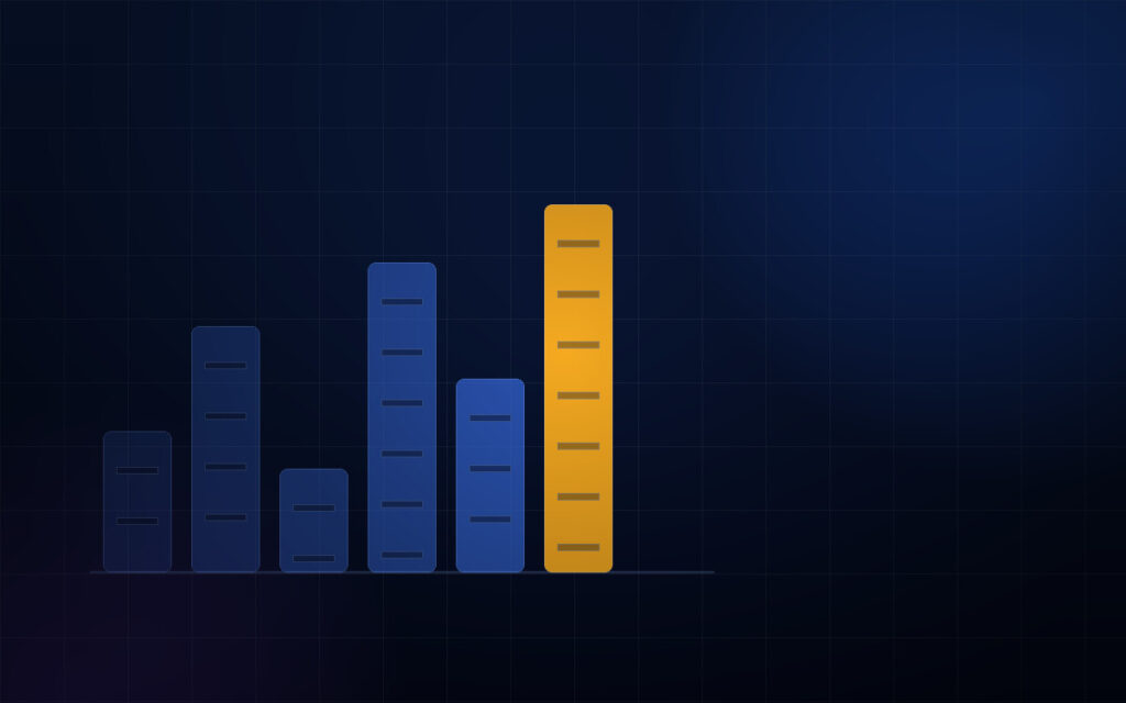 Abstract commercial property blocks on a dark navy field