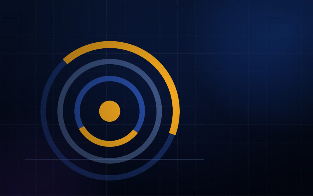 Concentric coverage rings on a dark navy field