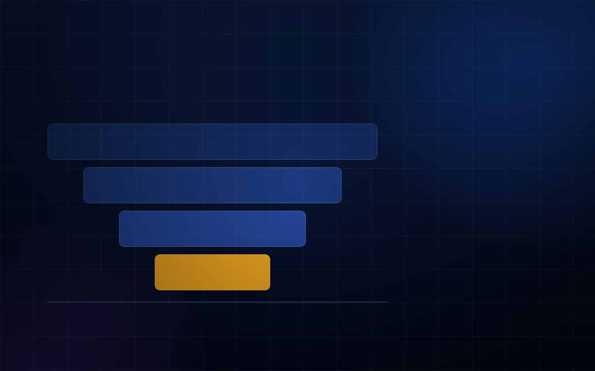 Abstract navy and amber graphic illustrating tracking & analytics